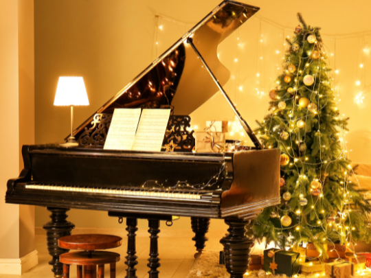 Grand Piano with Christmas Tree