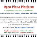 Bristol Open Piano Platform - A performance opportunity for all pianists. 